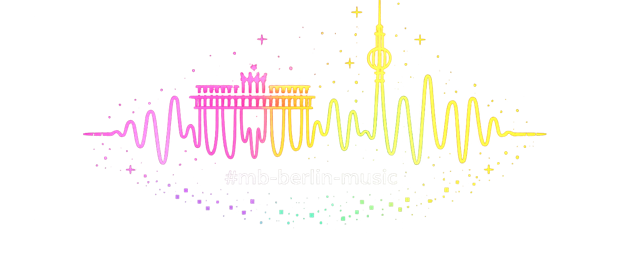 Illustration von Berliner Wahrzeichen mit einer farbigen, wellenf&ouml;rmigen Linie, die das Brandenburger Tor und den Fernsehturm verbindet.